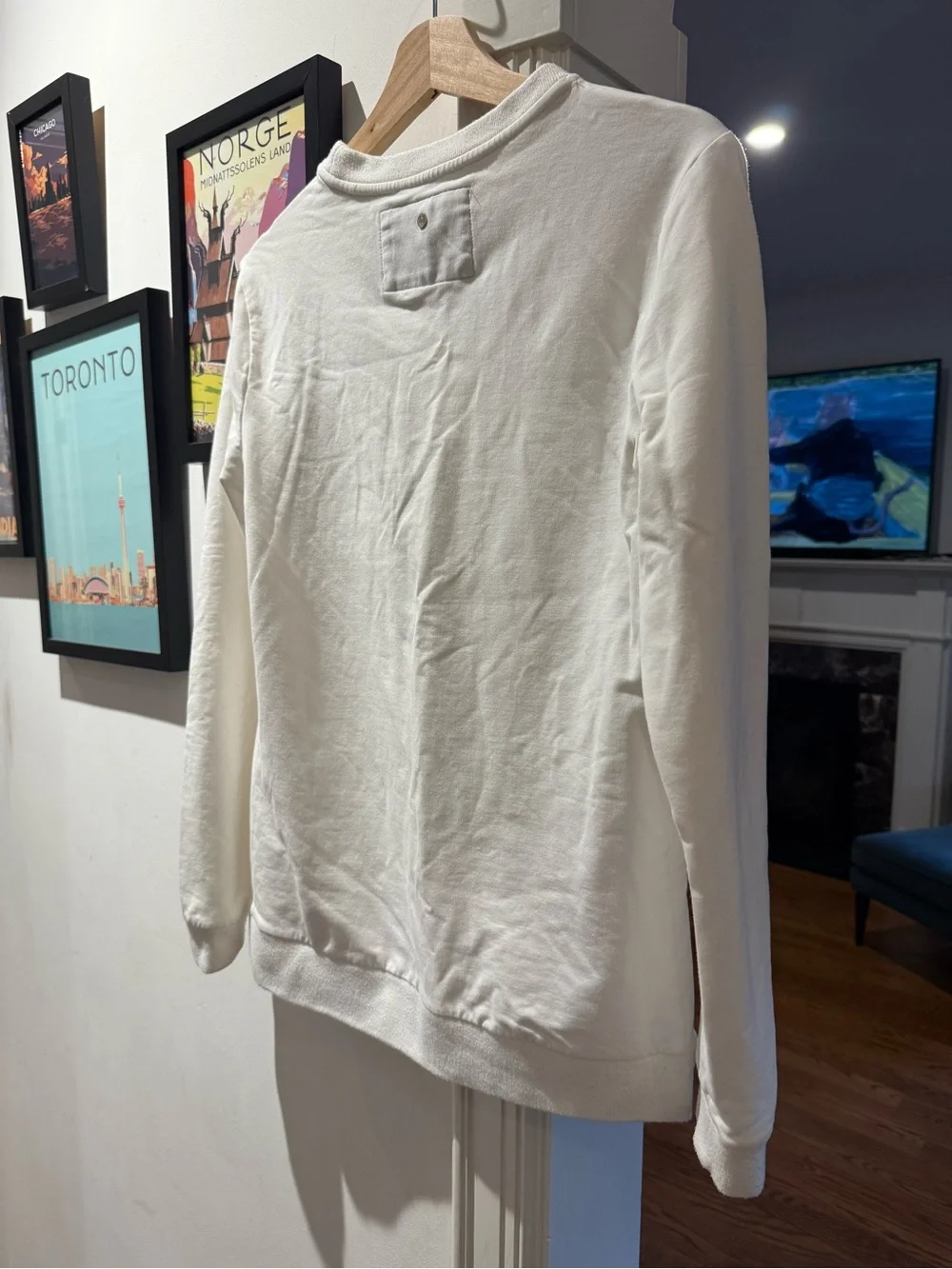 GIVEN Cream Graphic Crewneck Sweatshirt with Geometric Tree Design - Picture 2 of 4